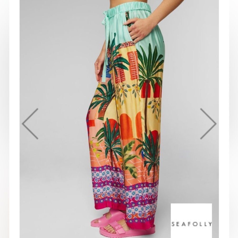 Seafolly On Vacation Silk Pant size Medium Cat Lovers - Picture 9 of 13